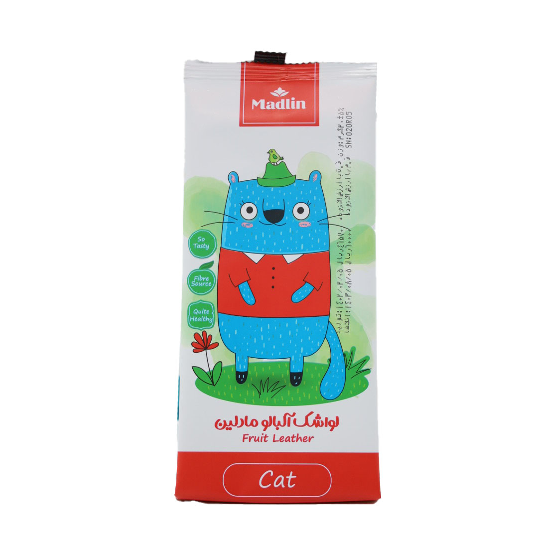 لواشک ورقه‌ای آلبالو مادلین طرح گربه 20 گرمی