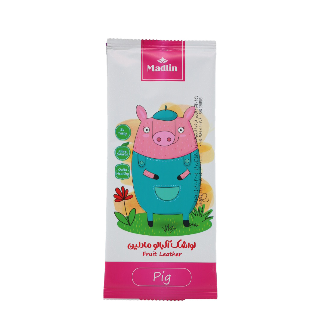 لواشک ورقه‌ای آلبالو مادلین طرح خوک 20 گرمی