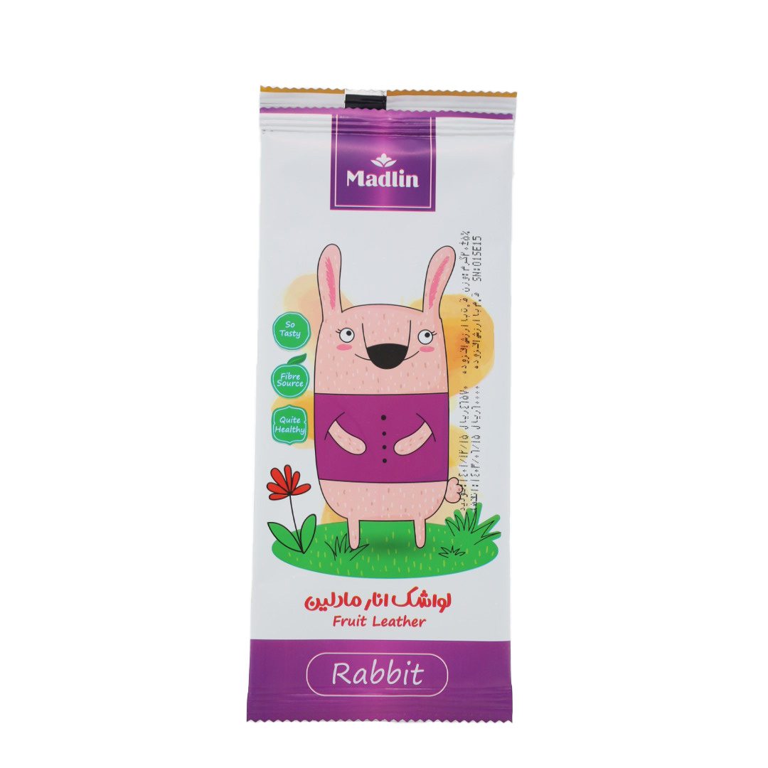 لواشک ورقه ای انار مادلین طرح خرگوش 20 گرمی