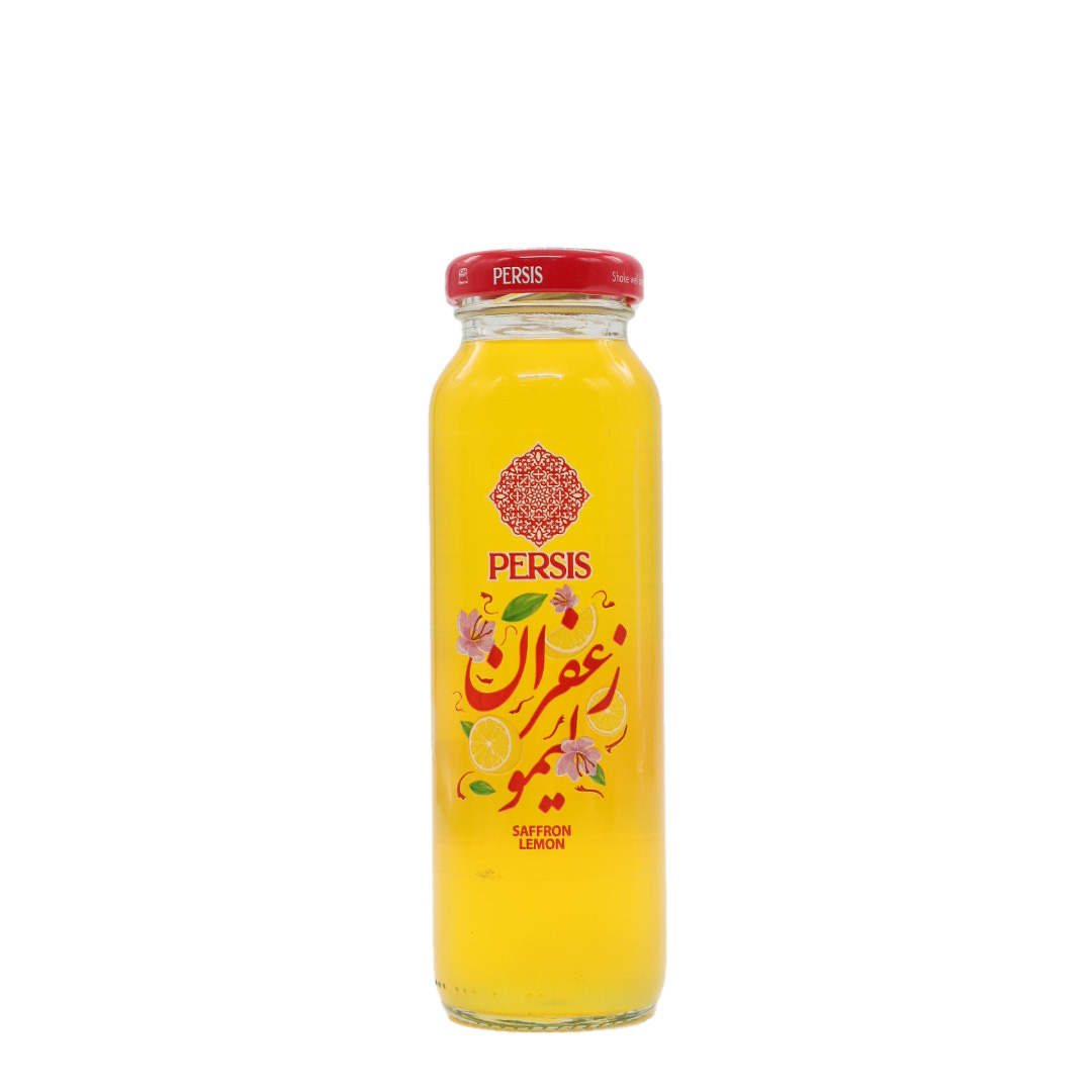 نوشیدنی بدون گاز لیمو و زعفران پرسیس شیشه 200 سی سی