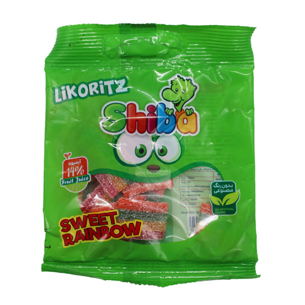 پاستیل لیکوریتز طرح نواری مخلوط میوه 50 گرمی شیبا