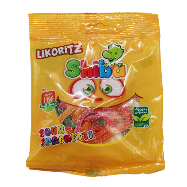 پاستیل لیکوریتز طرح اسپاگتی 50 گرمی شیبا