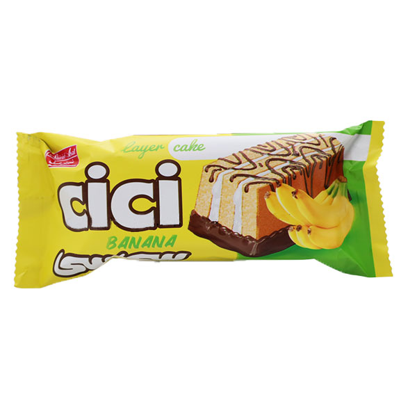 کیک سه لایه موز روکشدار 40 گرمی سی سی شیرین عسل