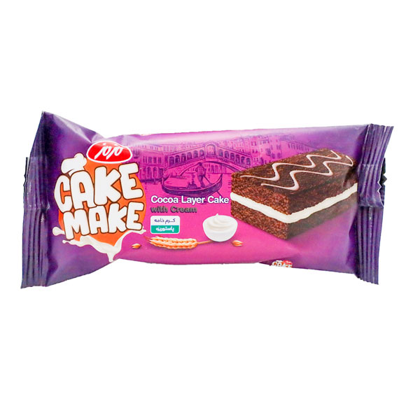 کیک لایه‌ای کاکائویی کیک میک با کرم خامه