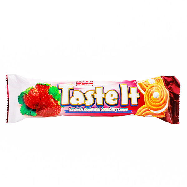 بیسکویت کرمدار 8 عددی توت فرنگی 60 گرمی شیرین عسل