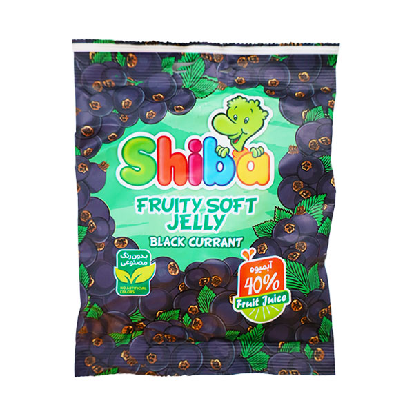 سافت جلی آبمیوه‌ای با طعم بلک کارنت شیبا 90 گرمی