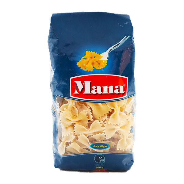 ماکارونی فرمی پروانه‌ای بزرگ مانا 500 گرمی