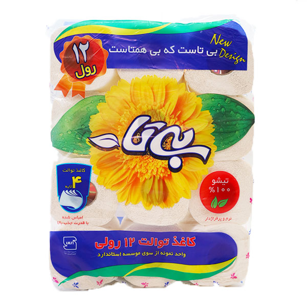 دستمال توالت بی تا 12 عددی 4 لایه