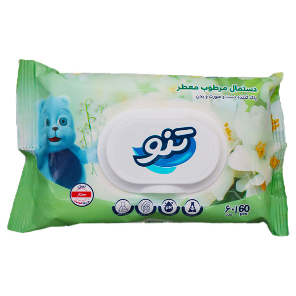 دستمال مرطوب چند منظوره معطر 60 عددی تنو