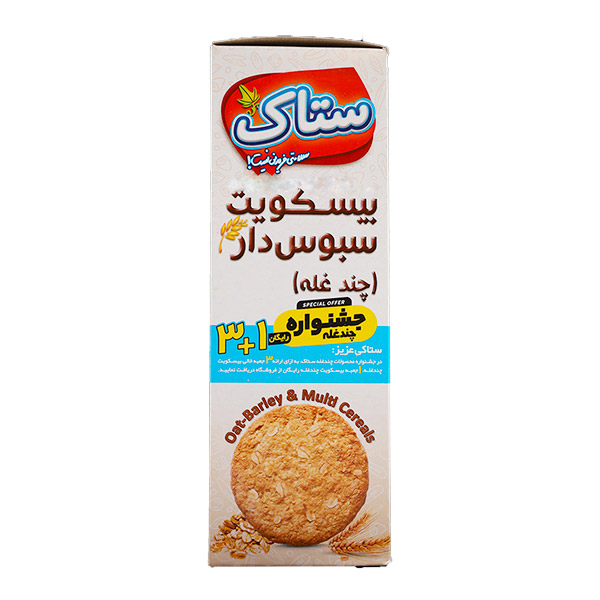 بیسکویت سبوس دار چند غله 370 گرمی ستاک