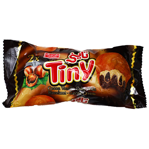 کیک وانیلی کاکائویی با مغز کرم کاکائو با طعم فندق تاینی 60 گرمی شیرین عسل