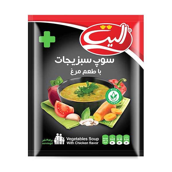 سوپ سبزیجات با طعم مرغ نیمه آماده الیت پلاس 80 گرمی