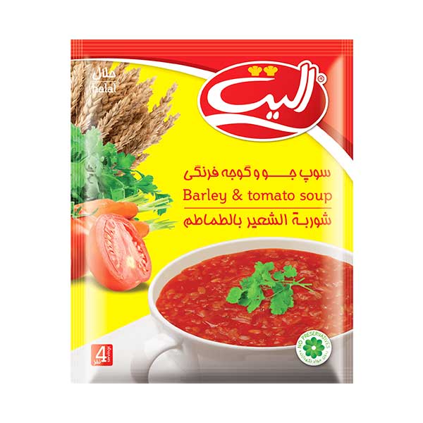 سوپ جو و گوجه فرنگی نیمه آماده بسته 65 گرمی الیت