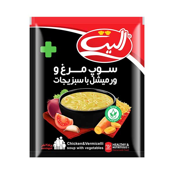 سوپ سبزیجات و ورمیشل نیمه آماده بسته 80 گرمی الیت پلاس