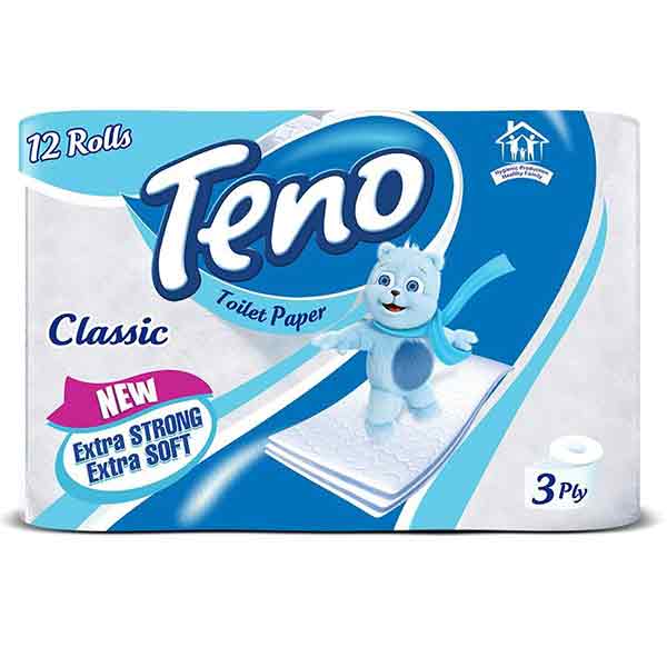 دستمال توالت کلاسیک تنو 3 لایه 12 رول