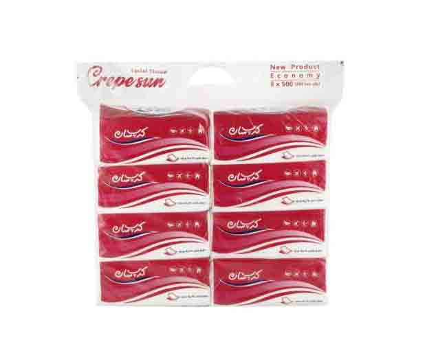 دستمال کاغذی اقتصادی 250 برگ دو لایه بسته 8 عددی کرپ سان