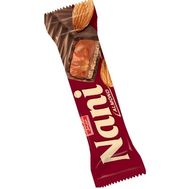 شکلات مغزدار نوقا کارامل با خلال بادام نانی 40گرمی شیرین عسل