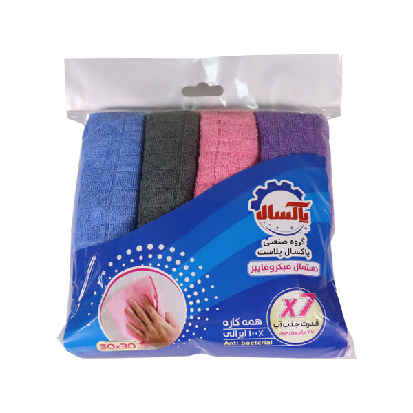 دستمال میکروفایبر بسته 4 عددی سایز 30*30 پاکسال