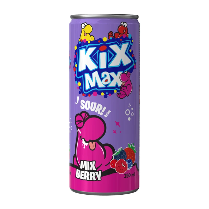 نوشیدنی گازدار ترش با طعم میوه های جنگلی قوطی 250 میلی لیتر کیکس مکس