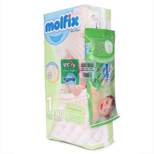 مولفیکس نوزادی4*40+دستمال مرطوب(دوبل1)