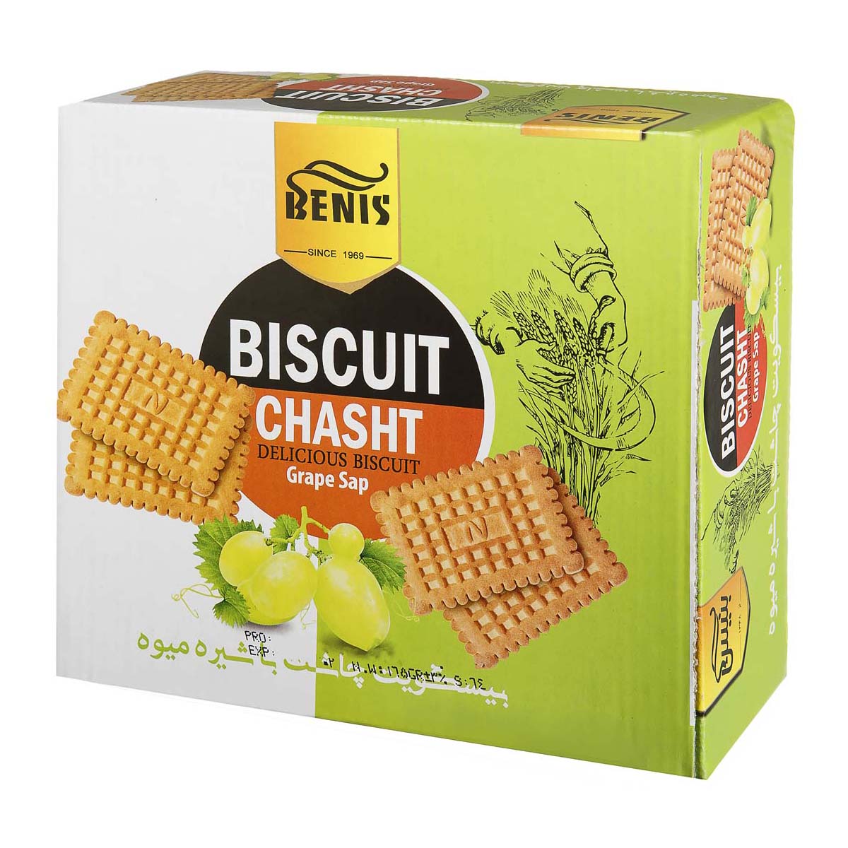 بیسکوئیت پذیرایی شهد انگور 750گرمی بنیس