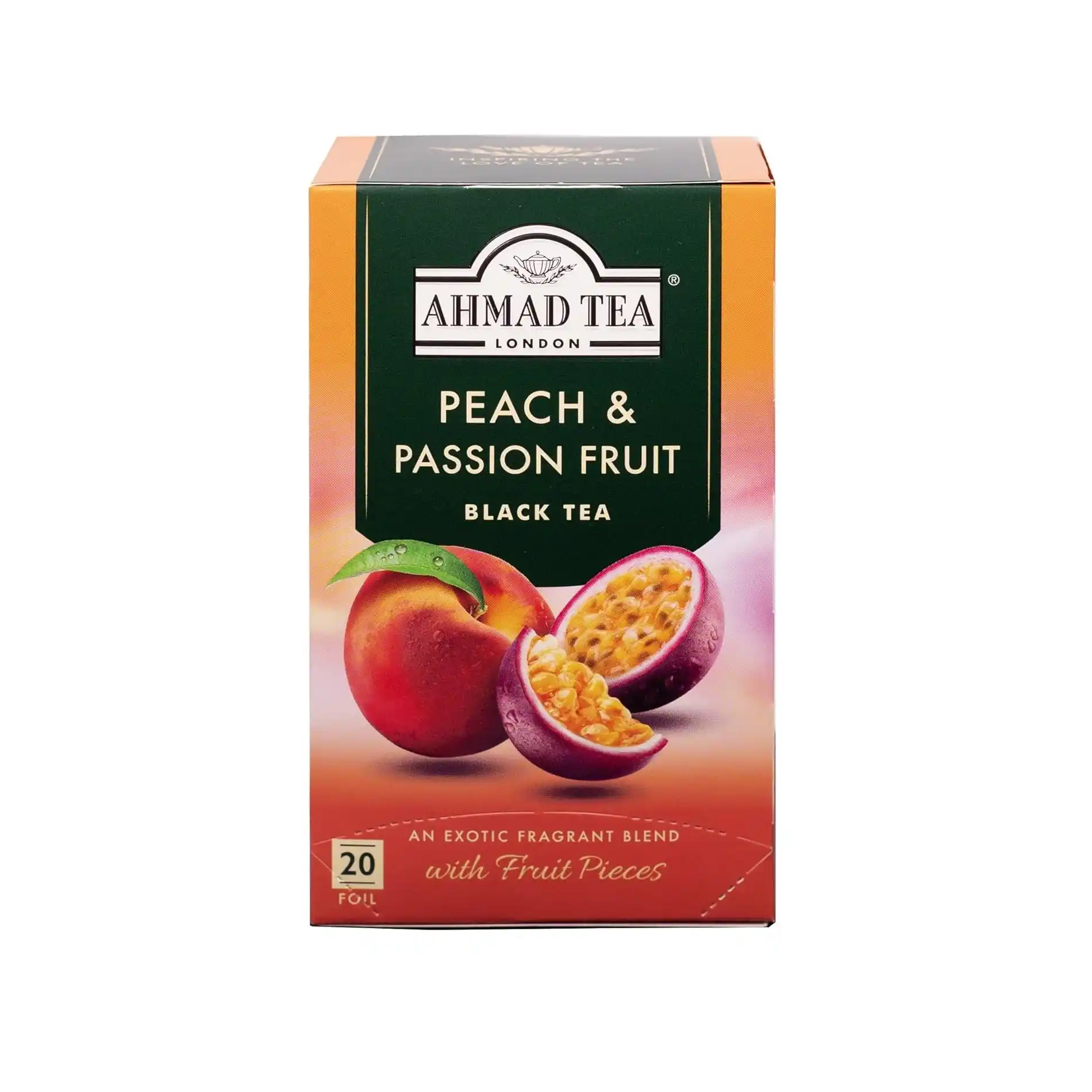 چای سیاه کیسه ای باطعم هلو و پشن فروت لفاف دار 25 عددی احمد