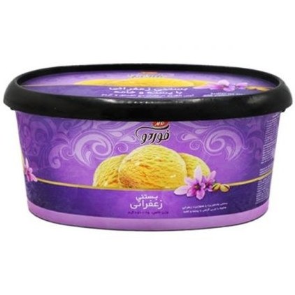 بستنی سنتی زعفرانی با تکه های خامه و پسته 1 لیتری فوردو کاله