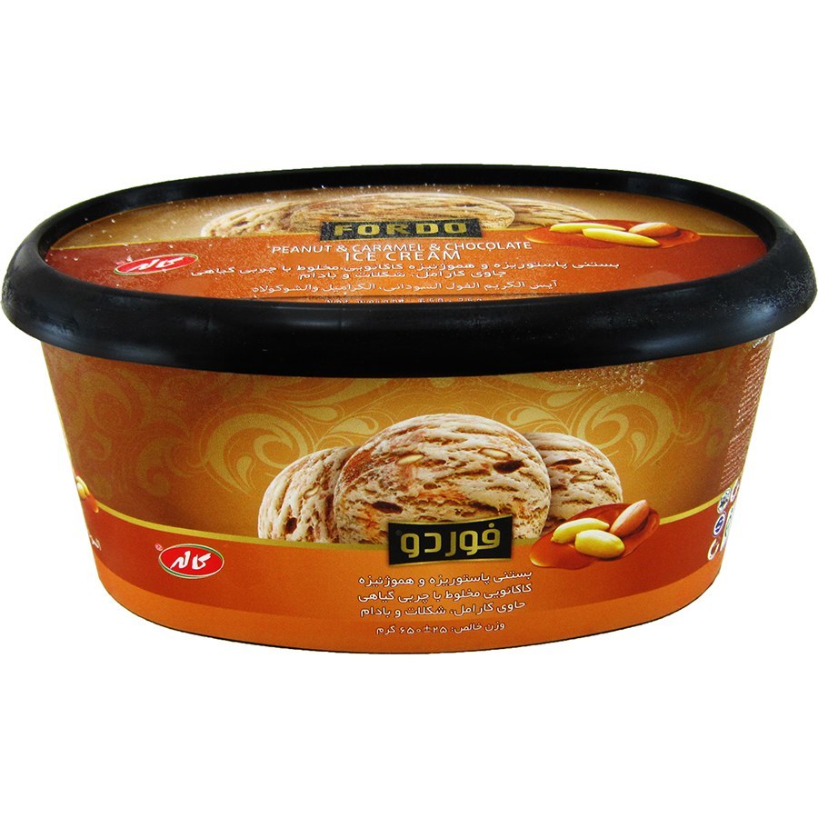 بستنی کارامل با تکه های بادام زمینی 1 لیتری فوردو کاله