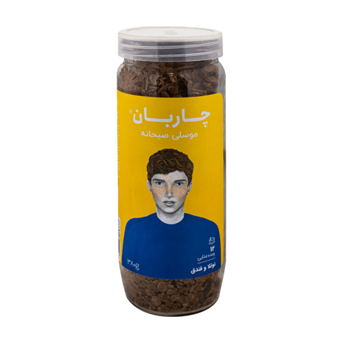 موسلی صبحانه نوتلا و فندق 380گرمی شیشه ای چاربان