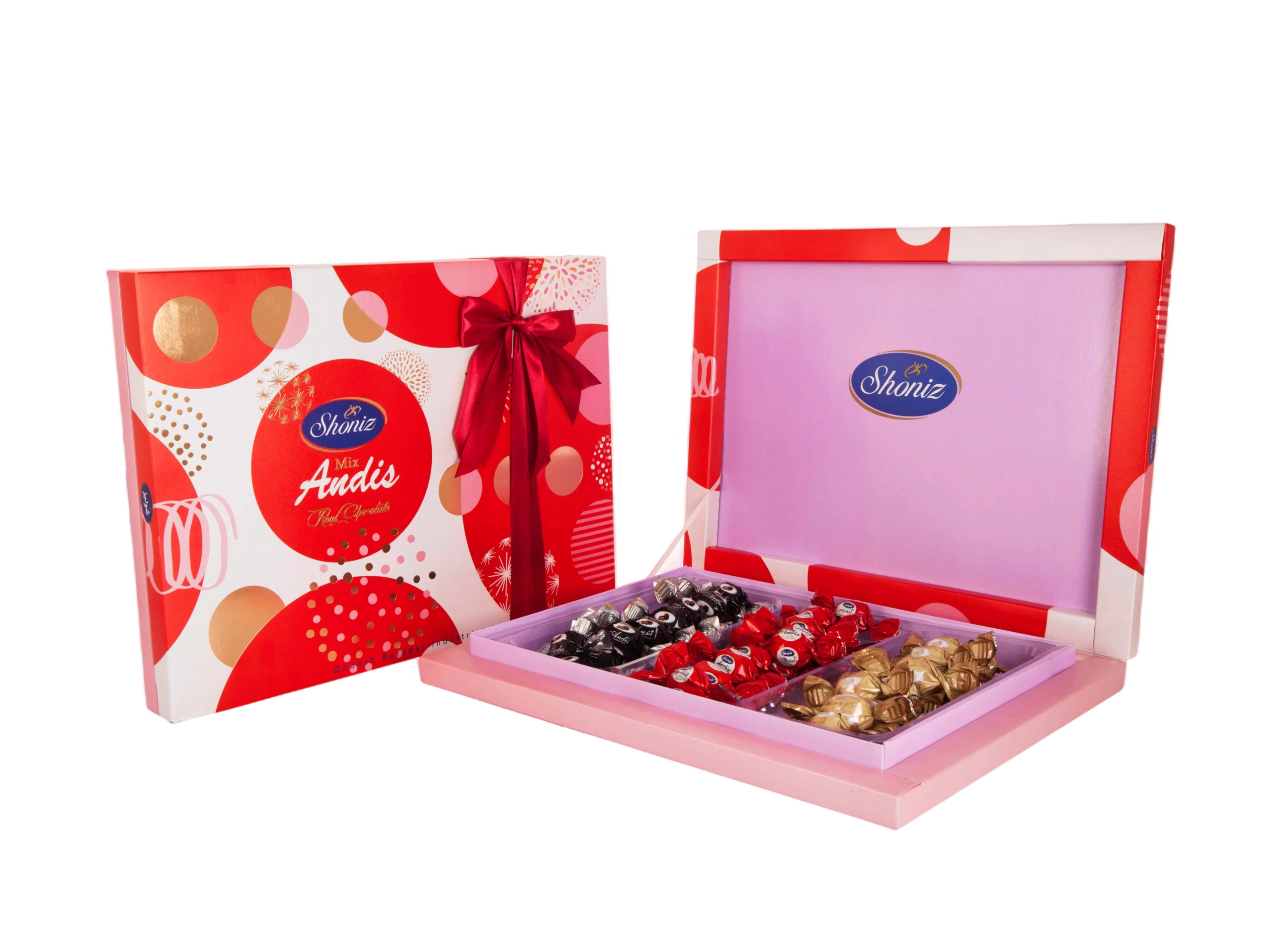 شکلات آندیس کادویی روباندار 3رنگ شونیز