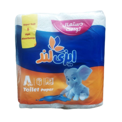 دستمال رولی توالت 8عددی ایزی لند
