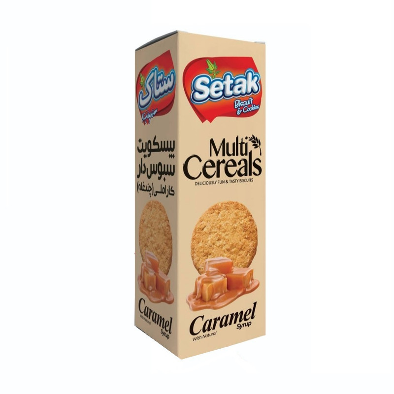 بیسکوئیت مولتی پلاس سبوس دار چند غله کارامل 300 گرمی ستاک