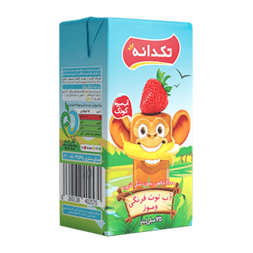 آبمیوه موز و توت فرنگی کودک 125سی سی تکدانه