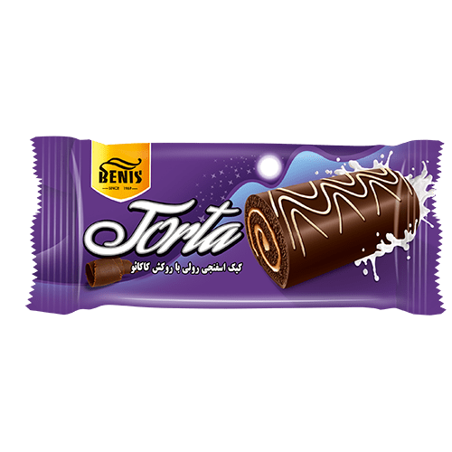 رول کیک پنیری روکش شکلات 50گرمی بنیس