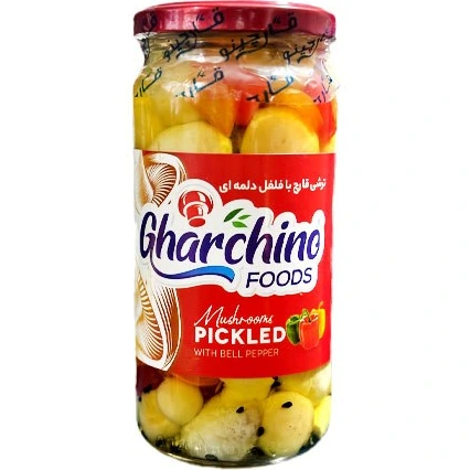 ترشی قارچ با فلفل دلمه شیشه ای 450گرمی قارچینو