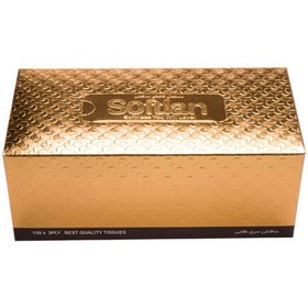 دستمال کاغذی 100 برگ سه لایه طرح طلایی سافتلن