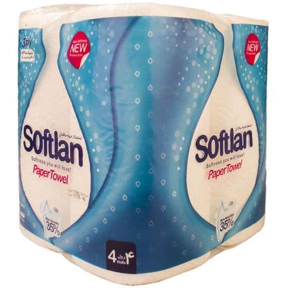 دستمال حوله ای PTP سافتلن طرح قطره باران بسته 4 عددی