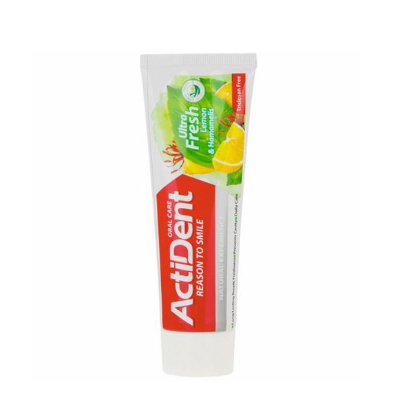 خمیردندان الترا فرش لیمو و هاماملیس با ویژگی ضد پوسیدگی و خنک کننده اکتیدنت