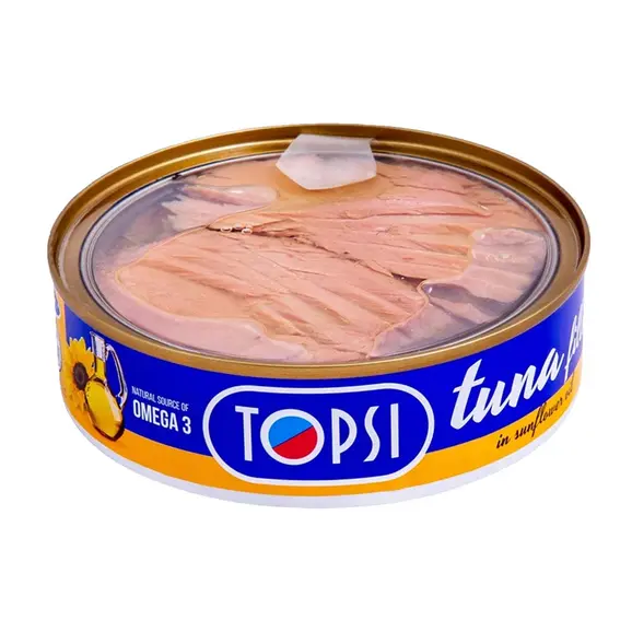 کنسرو تن ماهی تاپسی 240 گرمی درب شفاف