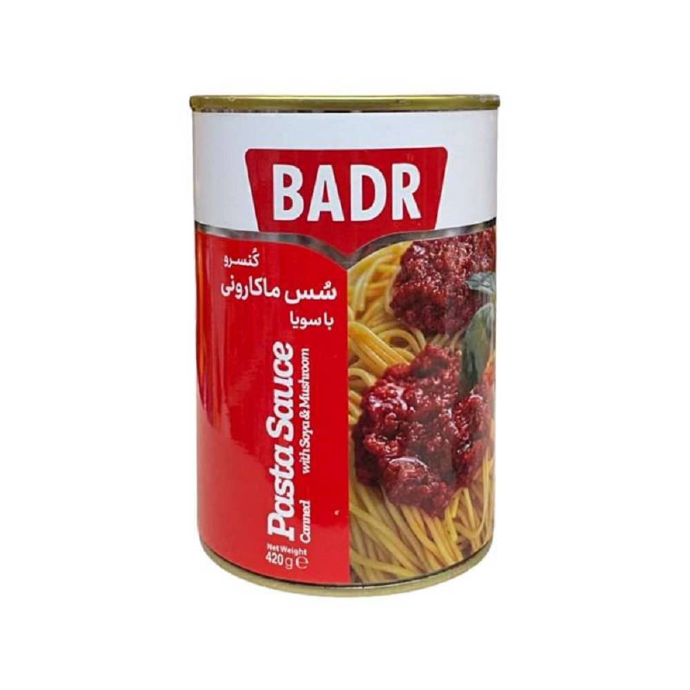کنسرو سس ماکارونی با سویا 410 گرمی بدر