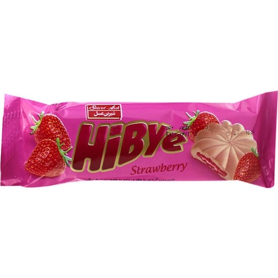 بیسکویت با مغزی ژله توت فرنگی 100 گرمی های بای