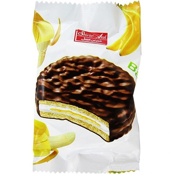 بیسکویت والس شکلاتی مغزدار با طعم موز 25 گرمی شیرین عسل