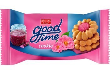 بیسکویت با تزیین ژله گل سرخ 40 گرمی گود تایم شیرین عسل