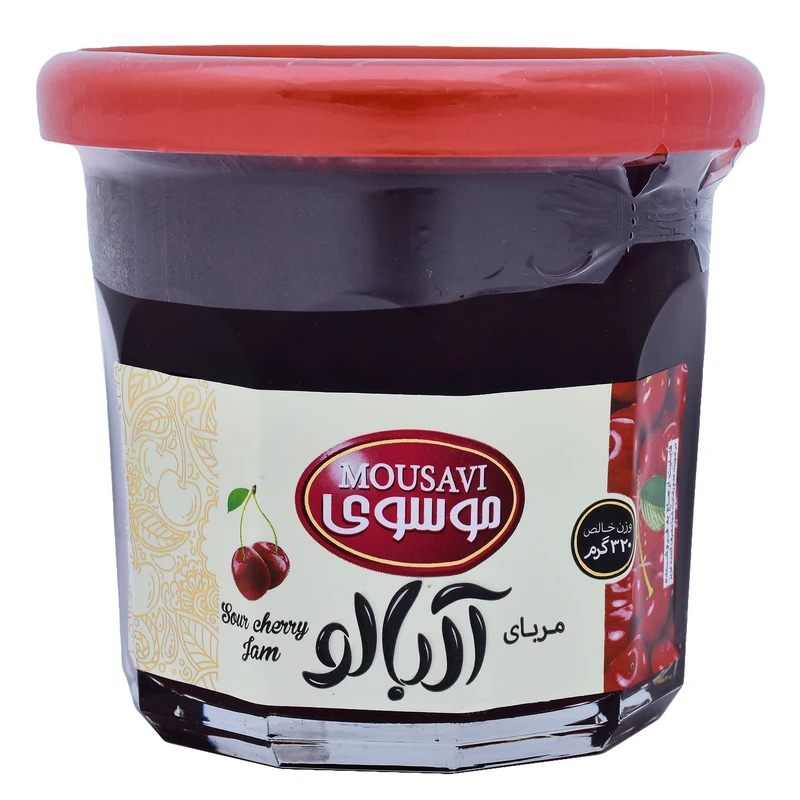 مربا آلبالو 320 گرمی شیشه ای موسوی