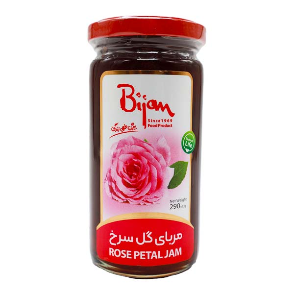 مربا گل سرخ بیژن 290 گرمی شیشه ای