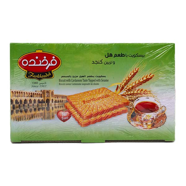 بیسکوییت پذیرایی هل و تزیین کنجد فرخنده