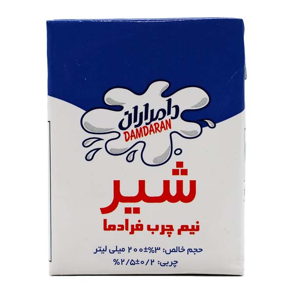 خرید شیر استریل نیم چرب 200 سی‌سی دامداران