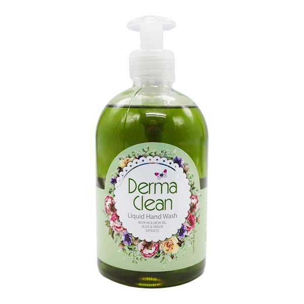 مایع دستشویی شفاف حاوی عصاره زیتون و آرالیا 500 میلی لیتری درماکلین