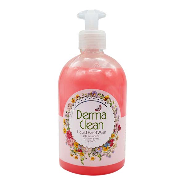 مایع دستشویی صدفی صورتی حاوی عصاره برگاموت و وینکا 500 میلی لیتری درماکلین