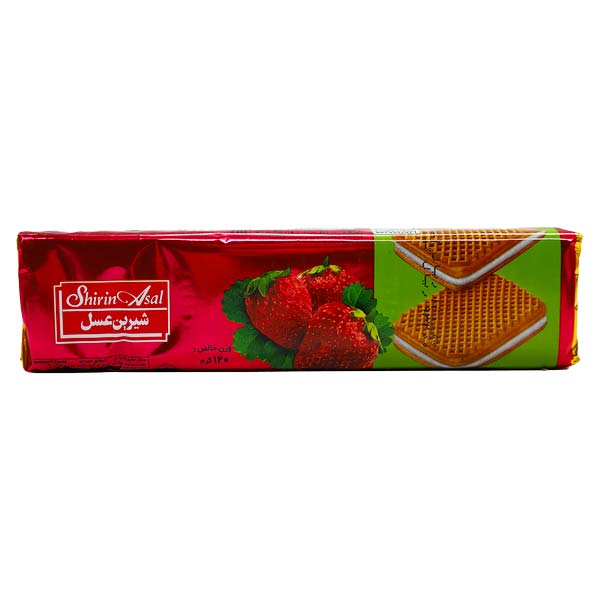 بیسکویت کرمدار با طعم توت فرنگی 120 گرمی شیرین عسل